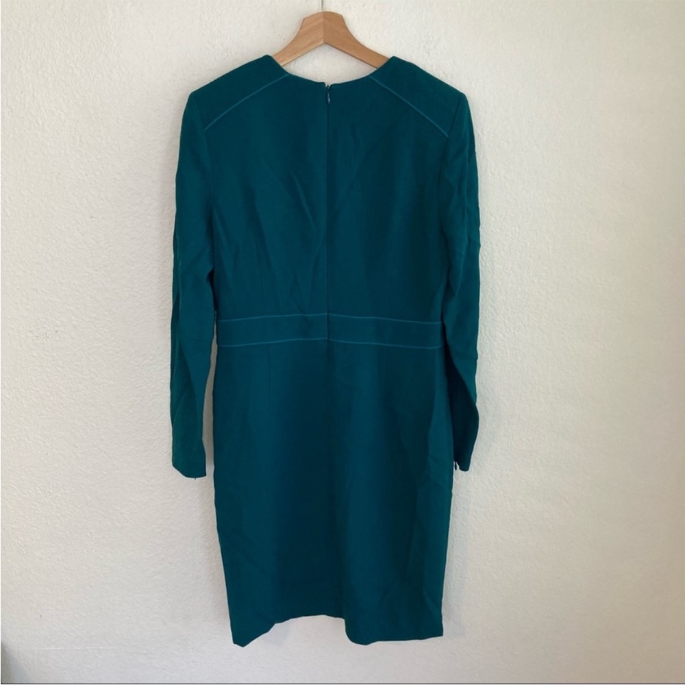 Escada long sleeve dress zipper piping pockets Irish Sea designer